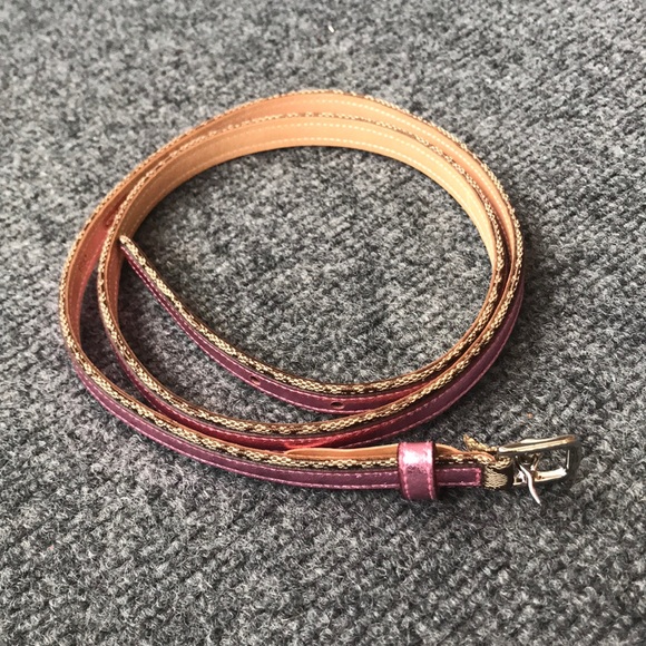 Coach Accessories Coach Signature C And Pink Metallic Skinny Belt